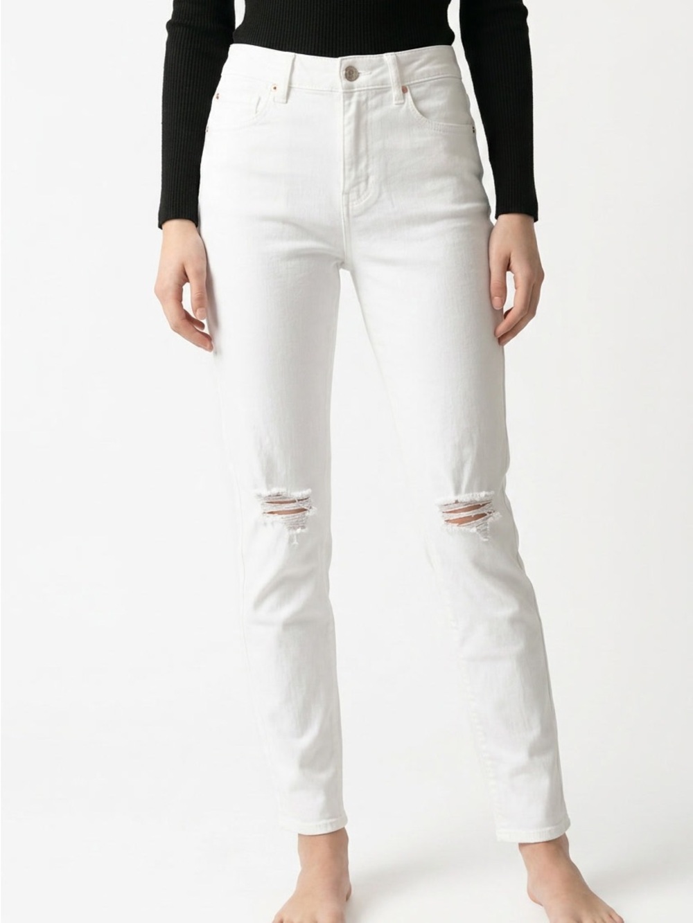Fidelity Belvedere Crop Skinny Jeans - Distressed white denim